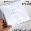 100 st Samll Courier White Selfseal Adhesive Storage Påsar Plast Poly Lope Mailer Poster Postväska Anpassad 220704