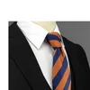 E27 Navy Blue Orange Striped Silk Mens Slips Set Wedding Dress Ties for Mane Brand Classic Hanky ​​Extra Long