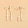 Dangle & Chandelier Pearl Beads Bowknot Drop Earrings For Women Elegant Long Pearls Beaded Tassel 2022 Fashion Wedding Jewelry AccessoriesDa