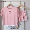 Vente Shorts d'été pyjama ensembles pour femmes à manches courtes vêtements de nuit filles mignonnes dessin animé pyjama Homewear Pijama Mujer vêtements de maison 220329