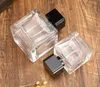 Wholesale transparent spray bottle perfume bottle glass 50ml split 100ml square