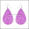 Pendants Arts Crafts Gifts Home Garden Ll Pu Leather Glitter Earrings Pendant Fashion Sparkly Sequin Dangle Ears Ring Teardrop Pe Dhzjm