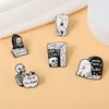 Black Skeleton Enamel Pins Brooches Quotes I'M OK NOW Gothic Punk Ghost Badges Lapel Custom Backpack Jewelry Women Kids Gift
