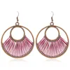 Dangle Lustre Bohème Rond Géométrique Creux Soie Boucles D'oreilles Rétro Forme D'éventail Ligne Colorée À La Main Glamour Femmes BijouxDangle Mi