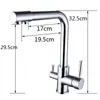 Kromka Kromka Chrome Dual Spout Filtr wody pitnej Mosiądz Oczyszczający Oczyszczający Mikser Tap i Cold Torneira 220401