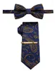 Bow Gine Men's Tie и установите классический темно -синий золото 8 см.