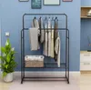 US Stock Porte-Vêtements Cintre Autoportant Double Tiges Multifonctionnel Chambre Vêtements Rack 718C-BK