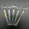 Glass Oil Burner Pipe Ball OD 25mm Clear Transparent Smoking Nail Pipe Dolphin Pattern Burning Tobacco Herb Tube