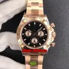 N Factory V4 Horloges 116505 40mm 904L CAL.4130 Automatische Chronograaf Herenhorloge Zwarte Wijzerplaat Rose Gouden Armband Heren Horloges
