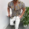 Zomer Europeaan Amerikaanse heren Kleding Casual mode bedrukt shirt Cardigan Korte mouw mannen 220527