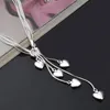 Amour Chaînes En Argent Colliers 5 Coeurs Couple Bijoux Saint Valentin Cadeau De Noël Pour Petite Amie 925 En Argent Sterling Pendentif Collier