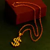 Hänge halsband Hip Hop One Piece Dollar Sign Necklace Men's Chain Around the Neck 4mm Rope Jewelrypendant Necklacespendant