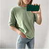 95% Cotton Candy Colors T Shirt Lato Kobiety Luźne Solid Trójką Kobiet Krótki Rękaw Topy Tees Causal O-Neck Basic T-shirt 220328