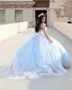 Elegante luz azul renda quinceanera vestidos de baile 2022 querida pescoço formatura vestido de festa de aniversário com capa vestido de pr5283700