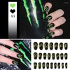 Valse nagels 24 -stcs 4 brandpatronen Ontwerp Hand Decoratief nep met lijm Volledige omslag Afneembare nail art apparatuur B88 PRUD22