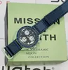 Moonswatch Plastic Timing quartz Movement Mens Watch SO33G100 Mission to Earth 42mm Green Blue Dial With Box L22437