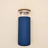 5 couleurs 500 ml bouteilles d'eau gobelet en verre 16 oz en verre tasse de voyage bouteille d'eau avec couvercle de couvercle de bambou ￠ manches de protection en silicone