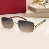 Sunglasses For Women Summer C-shaped 0140 Style Anti-Ultraviolet Retro Plate Panther Glasses Leopard Metal Gold Frame Frameless Wooden glass