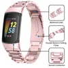 Zegarek zegarka ze stali nierdzewnej Bransoletka nadgarstka Pasek Pasek Nadgarstek Sport Kobiety Mężczyźni Metalowe paski do Fitbit Charge 5 Aktywność Tracker Charge5 Smart Watch Band