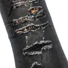 Jean Designer Amirrs Jeans 2023 Amirrsy Slp Style Fluffy Leopard Patch cucita con foro elastico 200B