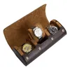 3 слота рулон часов дорожный футляр шикарный портативный винтажный кожаный дисплей ящик для хранения часов выдвигается из держателя часов органайзер подарок 220505