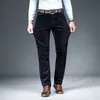 Jantour Autumn Winter Corduroy Pants Men Fashion Elastic Blue Brown Straight Trousers For Classic Big size 35 38 40 42 220330