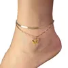 Śliczne małe lśniące kostki motylowe dla kobiet złoty łańcuch ze stali nierdzewnej link Barefoot kostki bransoletki boho biżuteria prezent bijoux