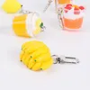Keychains Dayoff Creative Popcorn Banana Lemon Beyring voor vrouwen Auto Keyhouder Pendant Simulatie Voedselaccessoires K88KeyChains Emel22
