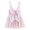 Mädchen Onepieces Meerjungfrau Badeanzug Mode Tüll Rüschen Designer Spannung Beachwear 28T Prinzessin Girl Cartoon gedruckt Schwimmrock9001585