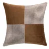 Cushion/Decorative Pillow Inyahome Decorative Cushion Cases Patchwork Lumbar Pillowcase Classic Houndstooth And Velvet Stitching Decor Couss