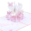 Härlig 3d pop up romantisk fjärilar hälsningskort laser skära djur vykort tecknad wonder kort för kvinnor fru tjej dotter mors dag