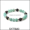 Arts And Crafts 8Mm Matte Green Stripe Agate Stone Beads Hematite Lava Strand Bracelets For Women Men Yoga Buddha Ene Sports2010 Dhngh