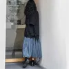 Aksamitna wysoka talia długi spódnica kobiety jesień zima koreański czarny plisowany w stylu vintage kobiet Midi Saia 220317