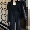 Damska Moda Blazer Pantsuit Biuro Biuro Business Garnitur Długi Rękaw Kurtka + Spodnie Dwuczęściowe Zestaw Femme Jesień Obratki 220315