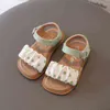 Yaz Deri Bebek Sandalları Düz ​​Renk Bebek Sandals Kauçuk Sole Anti-Slip Erkek Kızlar Sandalet Toddler Bebek Ayakkabıları Plaj Ayakkabıları G220520