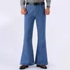 Erkekler kot pantolon sıska alevli çan dip parlama pantolon erkekler mavi retro denim pantolonlar erkek için erkek
