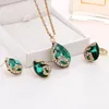 Real gold plated Austrian crystal droplets pendant necklaces earring jewelry set fashion women gift Earrings & Necklace