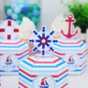 Подарочная упаковка парусная лодка Nautica Ahoy Theme Party Boxs Boxs Supply Candy Box Сумки с днем ​​рождения мальчик -вечеринка