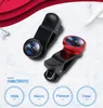Universal 3 em 1 em 1 ampla macro fisheye lente câmera lentes celulares lentes de peixe lentes para iphone 6 7 microscópio de smartphone com caixa de embalagens de varejo