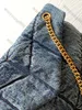 12A Mise à niveau Miroir Qualité S Designers Moyen Puffer Matelassé Femmes Denim Mini Enveloppe Sacs À Main Bandoulière Épaule Chaîne En Or Sac À Main Titulaire De La Carte