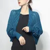 Novo outono moda feminina malha oca asa de morcego manga longa capa fina casaco cardigã cor sólida