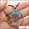 Pendant Necklaces Pendants Jewelry 2021 Natural Stone Round Transparent Gravel Tree Of Life Necklace Men Women Couples Wearing Holiday Gif