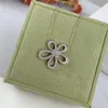 Designer Fashion Four Leaf Clover Sunflower Necklace Sterling Silver Diamond Earrings Brand Necklace and Earring Set With Gift Box Z11014