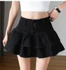 GEMUTLICH Women Denim Mini Sexy Skirt Jeans High Waist Japan Style Ruffles Pleated Short S-9XL 38 40 220317