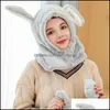 Bonnet / Skl Casquettes Chapeaux Chapeaux Foulards Gants Accessoires De Mode Oreille Chapeau En Peluche Dames Hiver Bavoir Un Cap Style Coréen Kawaii The Tide Neck Co