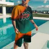 Summer Men Stuits Ogólne koszule T Style w stylu plaży 3D Drukuj 2 sztuki