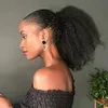 Afro Kinky Curly Ponytail Pour Femmes Naturel Noir Remy Hair 1 Pièce 140g Clip En Ponytails 100% Postiches Humaines