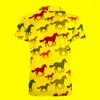 Polo da uomo Cavalli colorati Camicia casual Modello cavallo cartone animato T-shirt Manica corta Spiaggia Elegante oversize - Camicie RegaloUomo UomoUomo