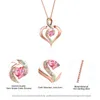 Pendant Necklaces Cute Female Pink Crystal Necklace Small Rose Gold Heart Chain For Women Trendy White Opal Wedding NecklacePendant