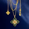 Collana Van-Clef Arpes Designer Lusso Moda Donna Oro Argento Madreperla Fiore verde Catena Regalo da donna